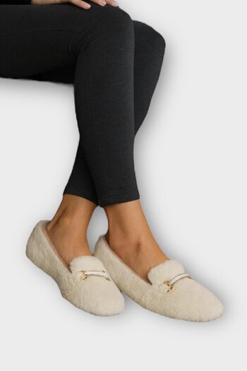 Liger Soft Plush Non-Slip Lightweight Sole Women's Home Slippers White
