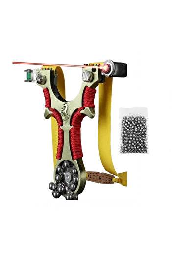 Depox Laser slingshot set, bullet and 110 metal balls 8 mm, DEPOX®, 12 cm, Metal