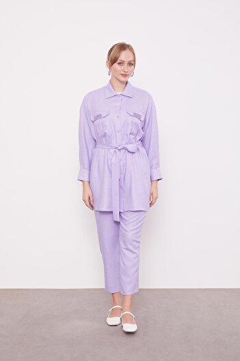 Levidor Lilac Stone Pocket Detailed Double Suit