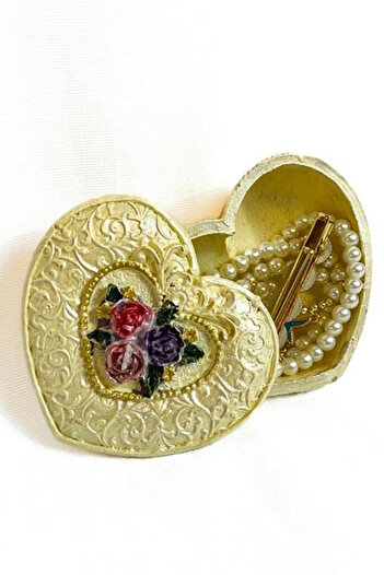 Uretti - Hülya 6683 2561 Handmade Heart Decorative Mini Box with Lid / Yellow