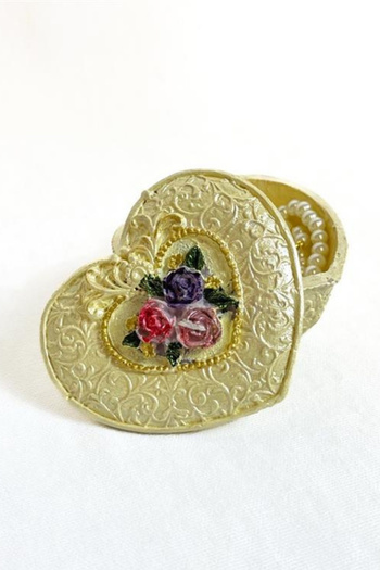 Uretti - Hülya 6683 2561 Handmade Heart Decorative Mini Box with Lid / Yellow