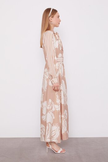 Levidor Camel Large Floral Print Dress