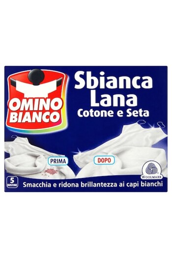 Omino Bianco Bleach for Wool, Silk, Cotton, Omino Bianco, Set of 5 Sachets x 20g, 100g