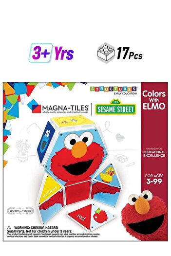 Generic MAGNA-TILES Sesame Street Colors With Elmo, 17 Pieces