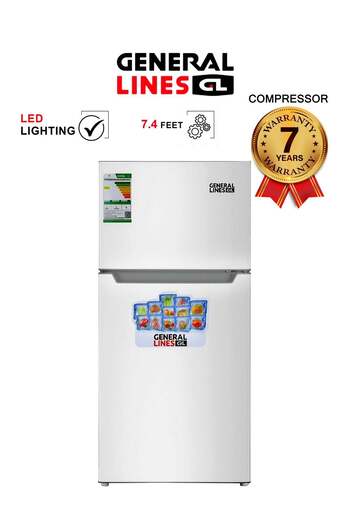general lines Double Door Refrigerator - 216 Liters, 7.4 ft - Silver - GL216DF