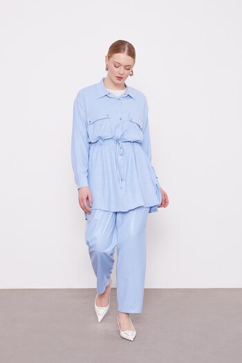 Levidor Baby Blue Drawstring Waist Pants Sports Set