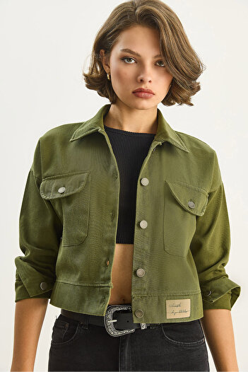 Bianco Lucci Women's Double Pocket Gabardine Jacket