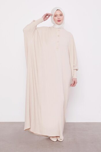Levidor Beige Wide Sleeve Dress
