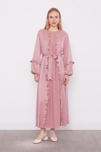 Levidor Pink Belt Detailed Cupra Dress