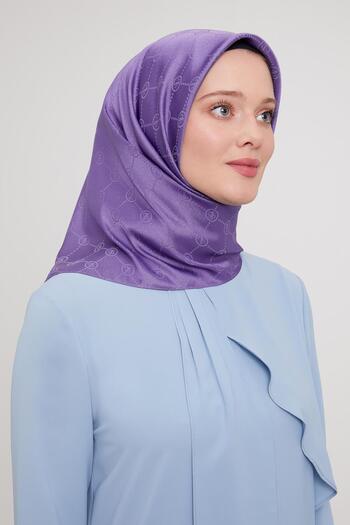 Levidor Purple L Printed Crystal Jacquard Scarf