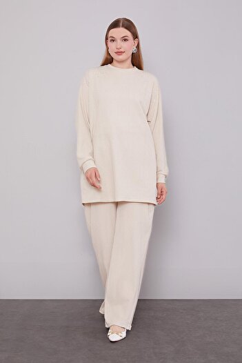Levidor A.Beige Shoulder Stone Embroidered Double Suit