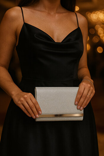 H&D COLLECTİON Cupra Silver Evening Bag