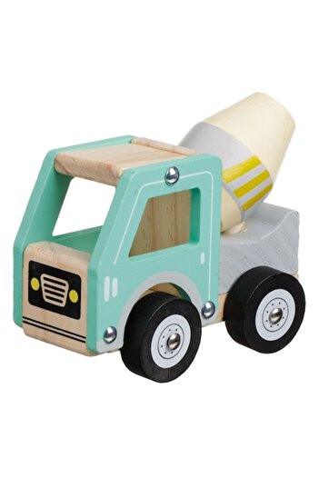 OEM Wooden Cement Mixer Toy Mint Green Gray with 4 Wheels 12.5x6.5x11cm