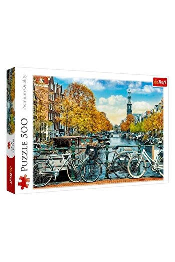 Trefl Puzzle Amsterdam, Bridge with Bicycles, 500 Pieces, Cardboard,