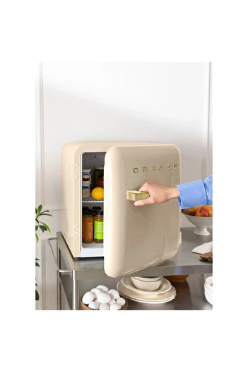 Create Retro minibar refrigerator, CREATE, 48 liters, beige/gold