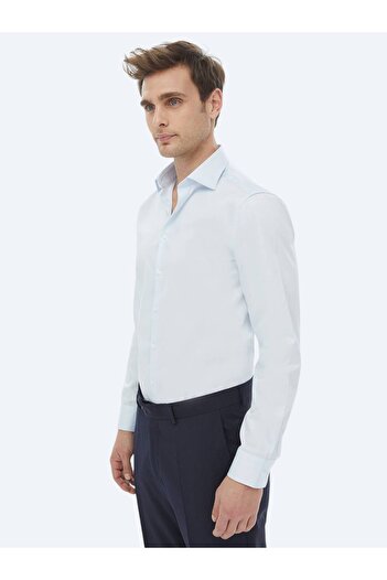 Kip Light Blue Plain Slim Fit Woven Classic 100% Cotton Shirt