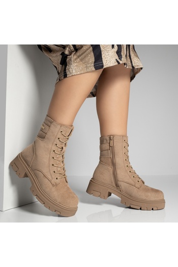 BMoD Women's khaki suede boots with a zipper MOD12272