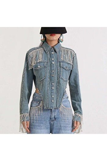 Pretty Denim Jacket Full Diamonds