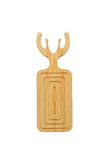 OEM Deer Antler Wooden Serving Tray, Pinewood, Color