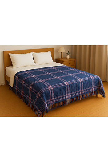 SİHİRLİ AYAKLAR Double Colorful Blanket Fringed Plaid Pattern Woven Scotch Blanket Scottish Blanket 180X220