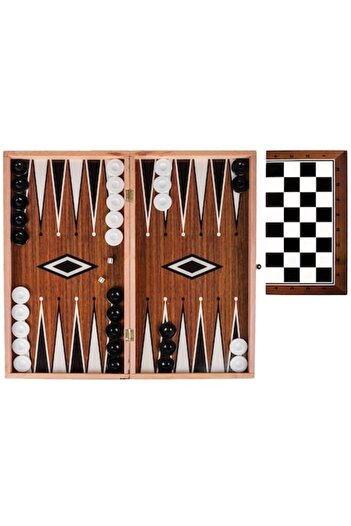OEM Wood Chess-Checkers Game with Black Pieces & Pawn 37x37cm