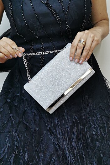 H&D COLLECTİON Cupra Silver Evening Bag