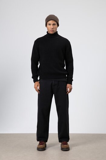 VAMOSCLO Oversize Knitwear High Neck Sweater Black