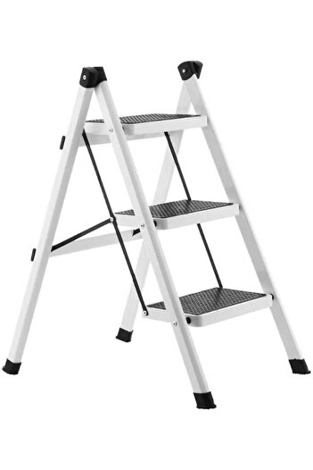 Cady One 3-Step Portable Folding Ladder with Extra Wide Non-Slip Heavy Duty Steel Pedal