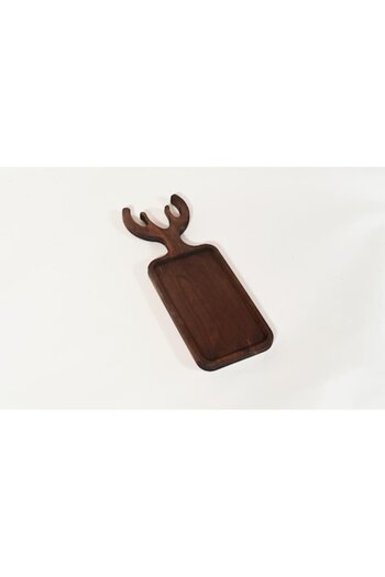 OEM Deer Antler Serving Tray, Pine Wood, Dark Brown, 22mmx170mmx470mm