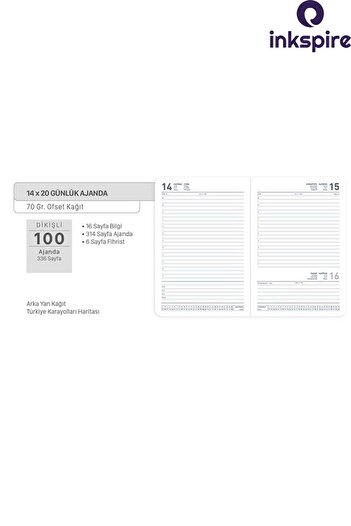 inkspire 2026 Agenda Faux Leather Bound 14X20 cm Lined 1 Piece Daily Yearly Planner 2026 Year Agenda