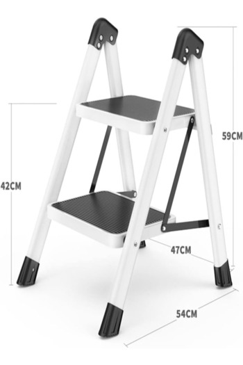Cady One Folding Home Ladders, Easy Storage Portable 2 Step Kitchen Ladders