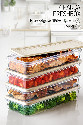 Nandy Home 4 Pieces of 1170 Ml. Freshbox Storage Container Set - Microwave and Dishwasher Compatible