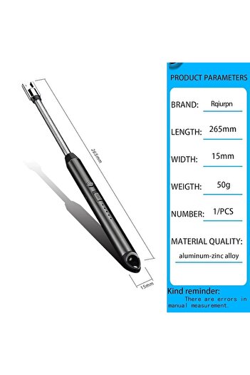 Rqiurpn Electric Plasma Lighter, Rqiurpn, USB Rechargable, Windproof, Flexible Neck, LED Indicator, Black