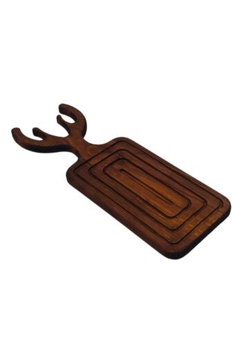 OEM Deer Antler Serving Tray, Pine Wood, Dark Brown, 22mmx170mmx470mm