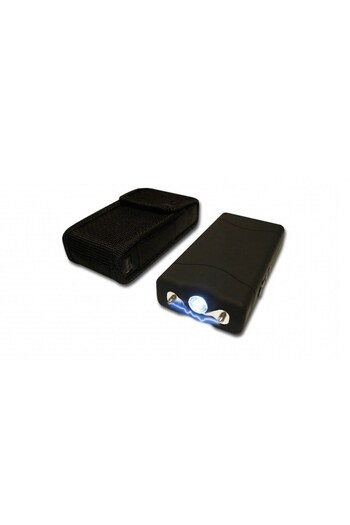 OEM Electrosoc Small with LED, SAFE 801, 10 cm, Black + Irritant Tear Gas Spray, Self-defense Accessory
