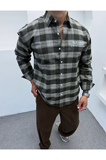 DEFES Lumberjack Checkered Plaid Thick Winter Comfortable Oversize Men's Shirt