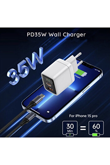 Techsuit GaN Charger Type-C, USB PD 35W CH3, White