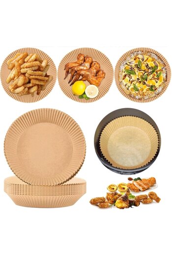 OEM Set 100 baking papers for AirFryer, Round, 20cm, Brown