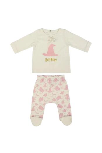 Harry Potter Newborn Interlock Pajama Set, Beige/Pink, Age 0 Months - 100% Cotton, 55 CM Size