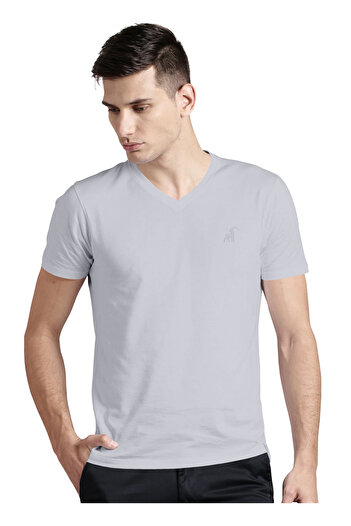 LAUREN SMITH Men’s Premium Textured Cotton Lycra V Neck T-Shirt with High Definition Logo - Luxury Casual Tee