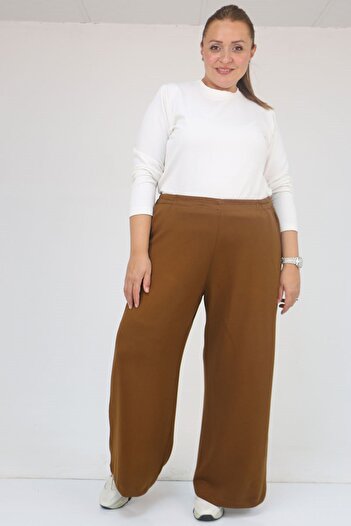 Eslina 59026 Plus Size Elastic Waist Modal Pants - Tan
