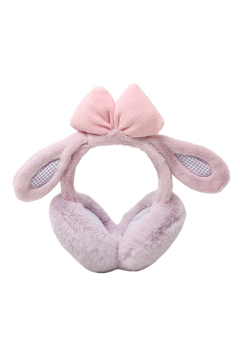Tessero Winter earmuffs, cold and wind protection, fluffy model with ears and bow, one size fits all