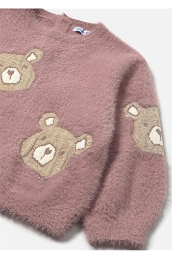 MAYORAL Baby Girl Bear Patterned Fur Sweater Pink 2356