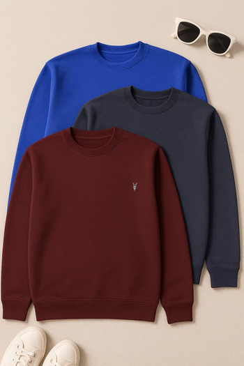 COMBİNE MİCHAİL Men's Basic Comfortable Casual Loose 3-Piece Sweatshirt