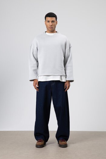 VAMOSCLO Boxy Fit Basic Sweatshirt Light Gray