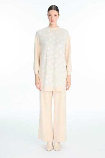 Zühre Stand Collar Floral Pattern Double Suit Tk-1726
