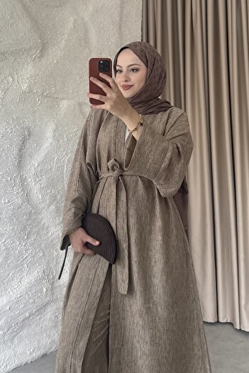 TUBA SÖZEN BUTİK Long Linen Kimono Set
