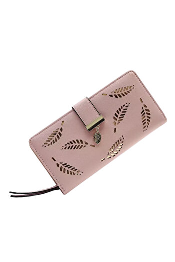 Tessero Women's wallet made of eco-leather, compartmentalized, model with gold leaves and charm, c closure