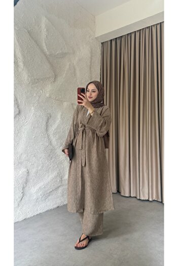 TUBA SÖZEN BUTİK Long Linen Kimono Set