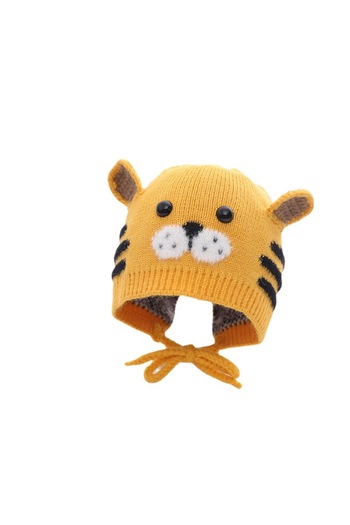 Tessero Warm children's hat for autumn-winter, knitted pattern with teddy bear and ears, one size